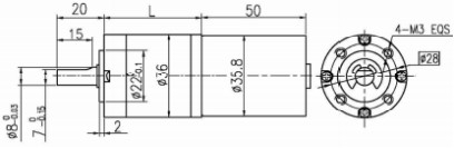 9V-16V 36 mm OD senza spazzole motore a 4 poli