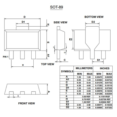 SOT-89 D882 NPN Transistor elettronici di plastica