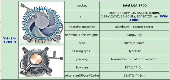 Radiatore in alluminio CPU Cooler Low Noise Air Cooling Fan Cooler