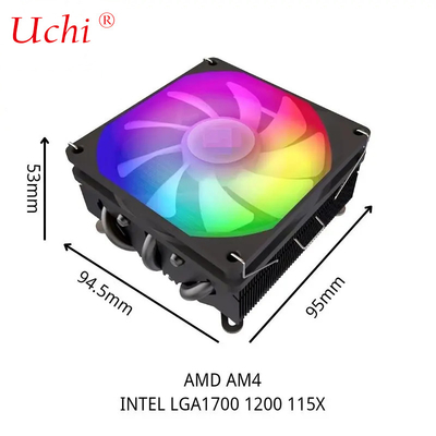 Radiatore per tubo di calore I3 I5 I7 I9 Lga775 1150 1151 1155 1156 1700 1366 2011 AMD AM4 AM5 Universal Horizontal CPU Cooler Fan Nero