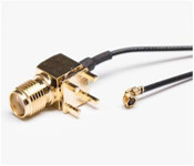 S-MA Jack femminile di estensione per angolo destro di montaggio del PCB coaxiale per il connettore UFL UFL 1.13 cavo pigtail