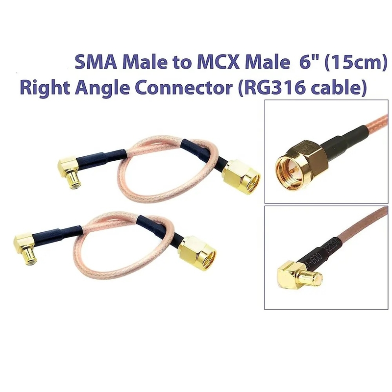 Cable a bassa perdita SMA-maschio a MCX maschio angolo destro 6 pollici 15 cm connettore RF RG316 coassiale antenna pigtail