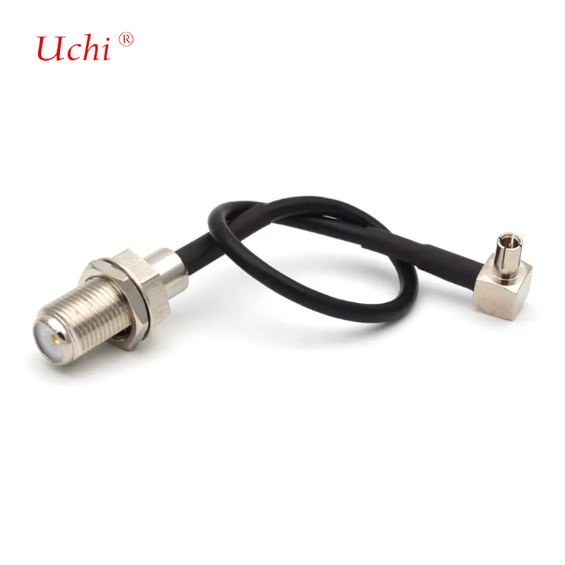 CRC9JW/FK cavo di connessione coassiale ad alta frequenza RG174 CRC9 maschio piegato F femmina 15CM filo RF tutto rame